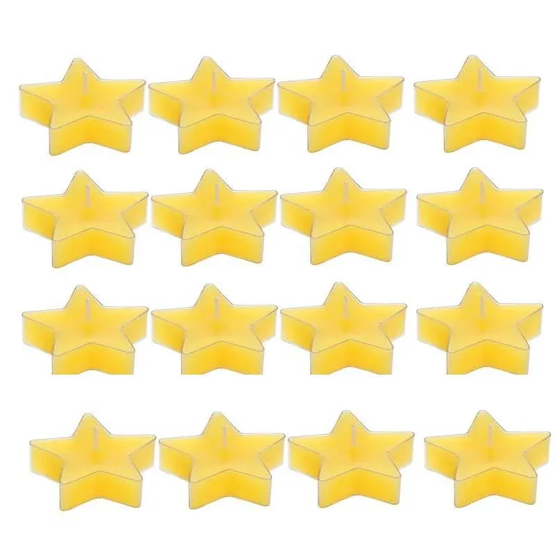 LOVYA CREATIONS - Star Shaped T Light Candles Set of 12, II Scented II 100% Soy Wax (Pack of 24, Yellow - Lemon Grass)