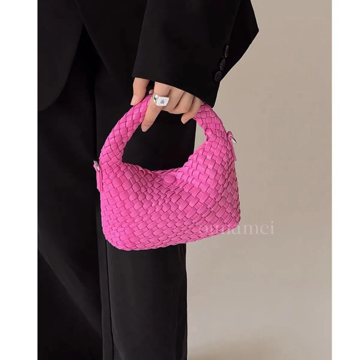 Mini Woven Crossbody Tote Bag