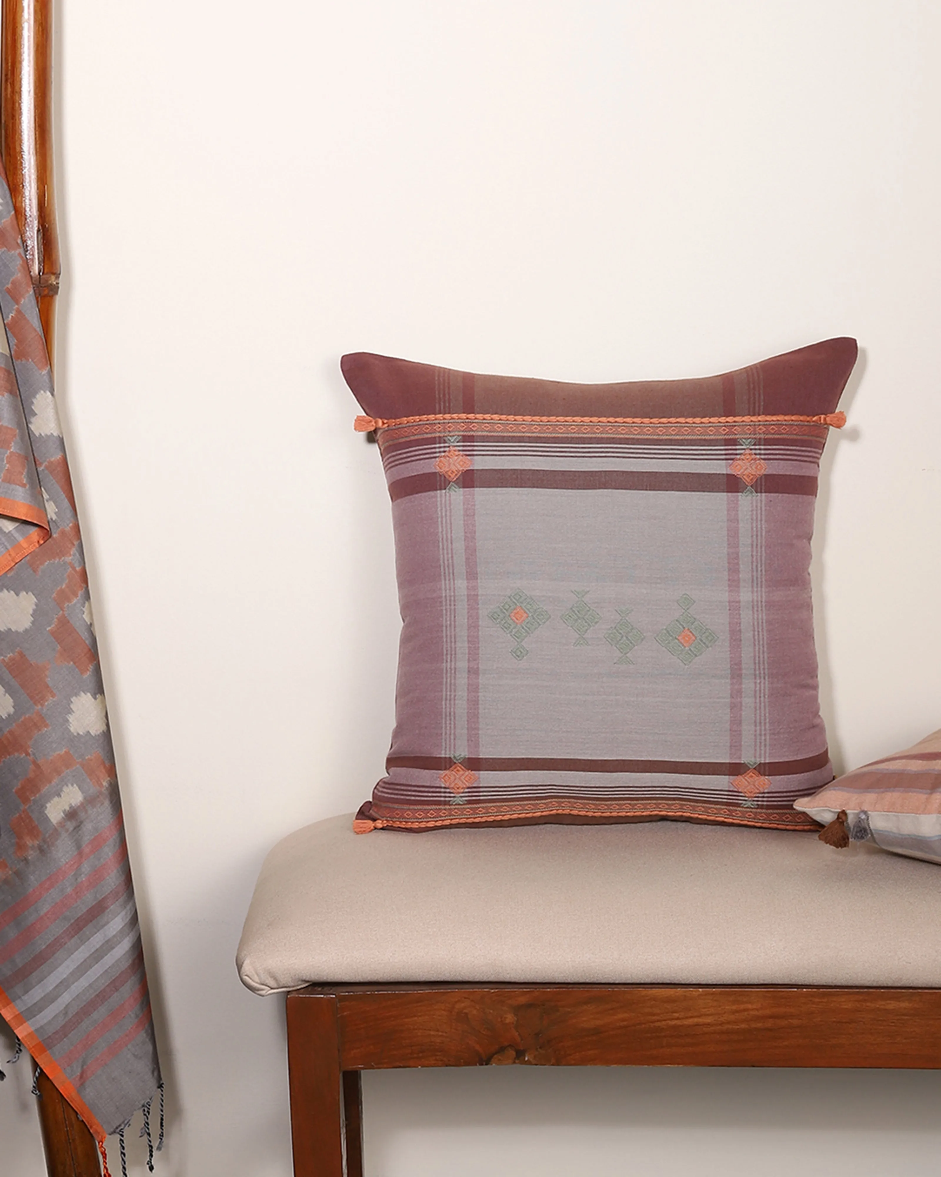 Miriam Extra Weft Cotton Cushion Cover