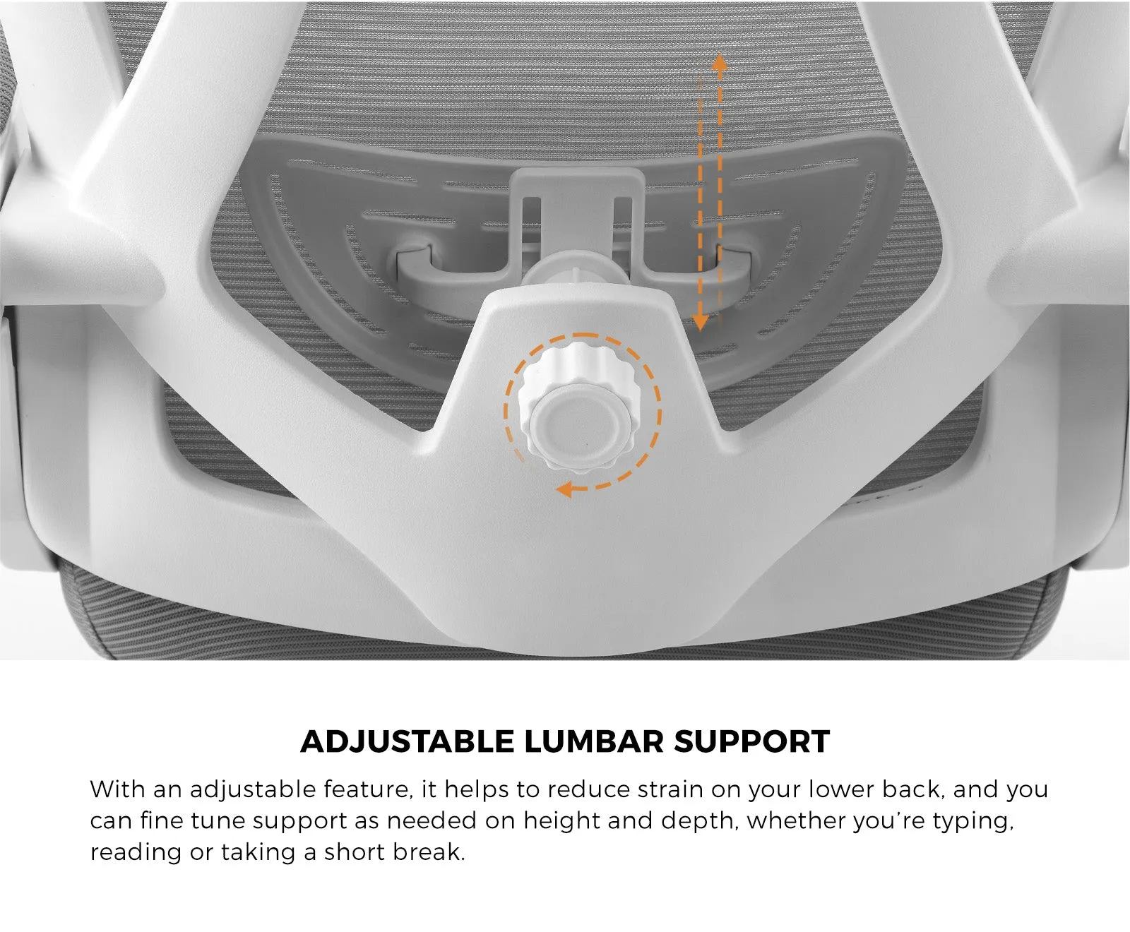 Oikiture Mesh Office Chair Adjustable Lumbar Support Reclining Computer White