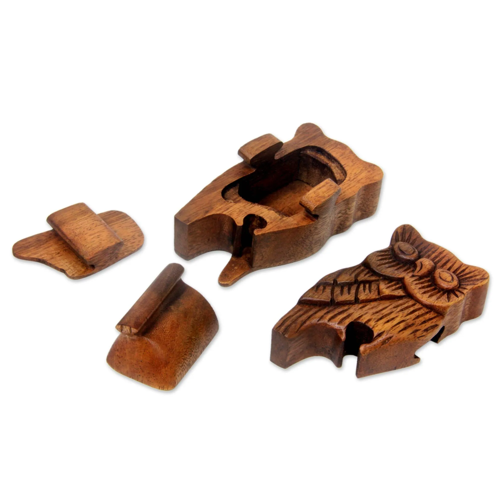 Owl Theme Wood Puzzle Box - The Owl's Secret | NOVICA