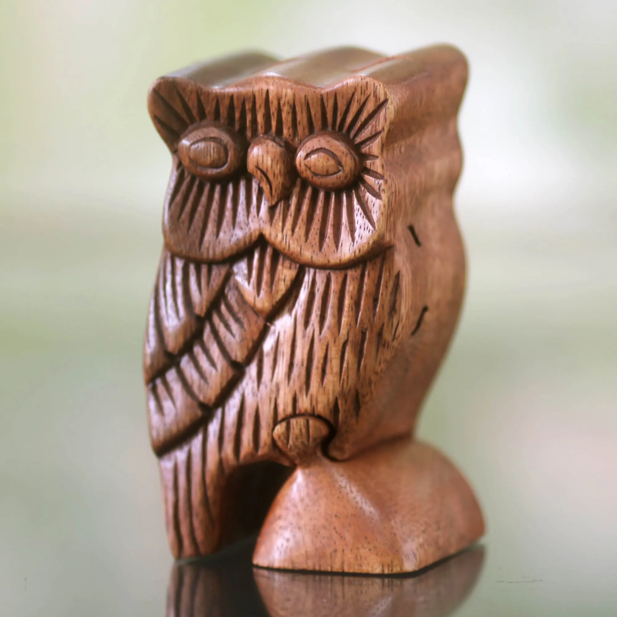 Owl Theme Wood Puzzle Box - The Owl's Secret | NOVICA
