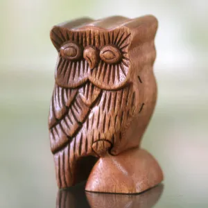 Owl Theme Wood Puzzle Box - The Owl's Secret | NOVICA