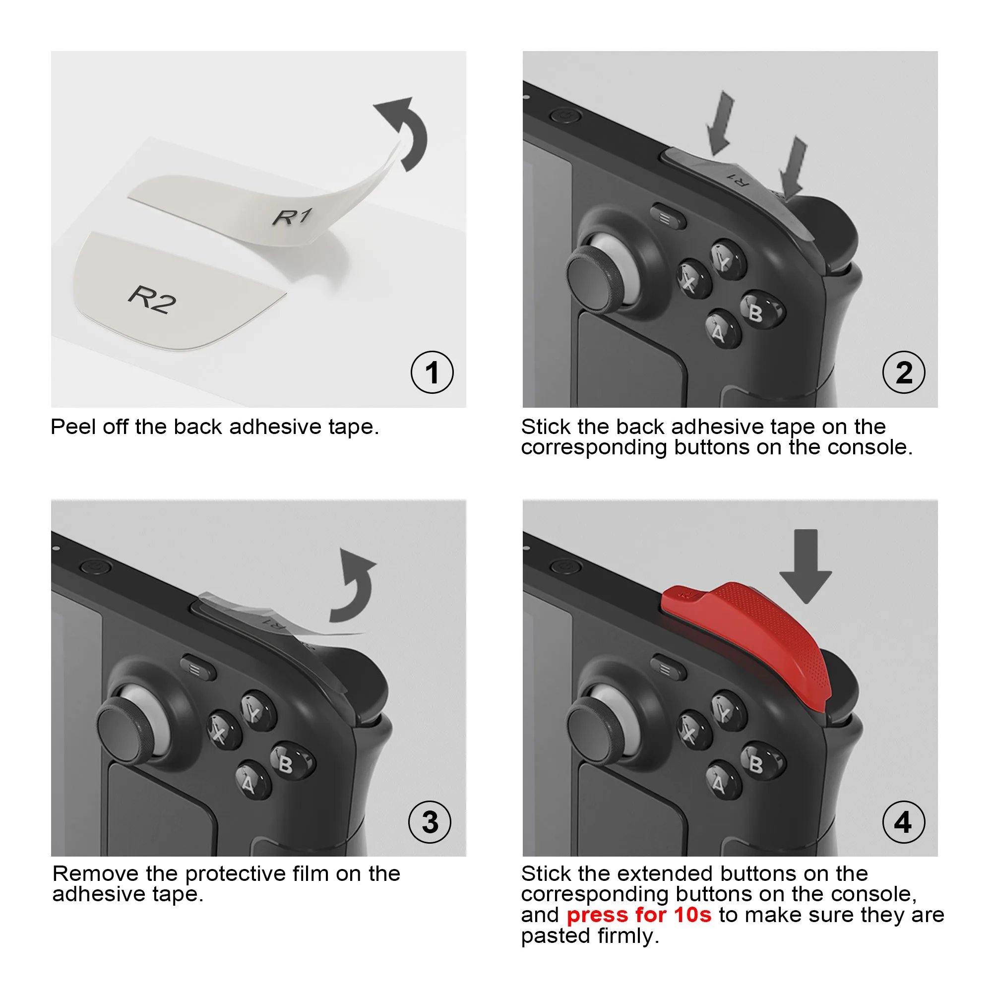 PlayVital LR INCREASER Shoulder Buttons Trigger Enhancement Set for Steam Deck, Natural Grip Added Height and Width Buttons for Steam Deck LCD, L1R1L2R2 Extender for Steam Deck OLED - Orange - DJMSDJ005