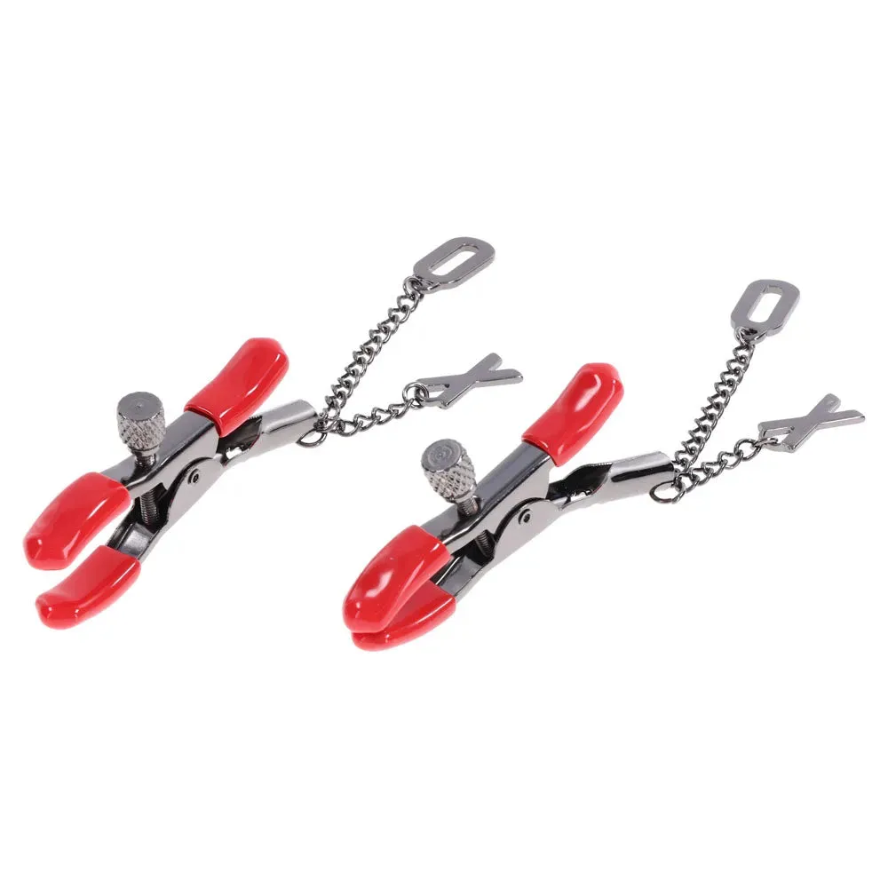 S&M Exs & Ohs Nipple Clamps -  Tipped Metal Nipple Clamps - Set of 2