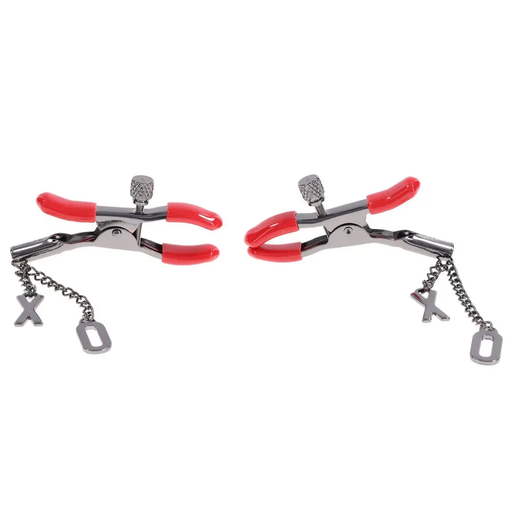 S&M Exs & Ohs Nipple Clamps -  Tipped Metal Nipple Clamps - Set of 2