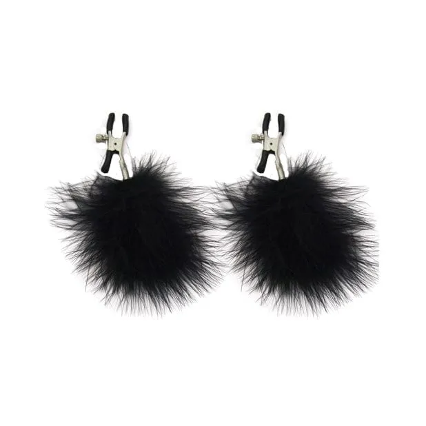 S&M - Sex and Mischief Feathered Nipple Clamps BDSM (Black)