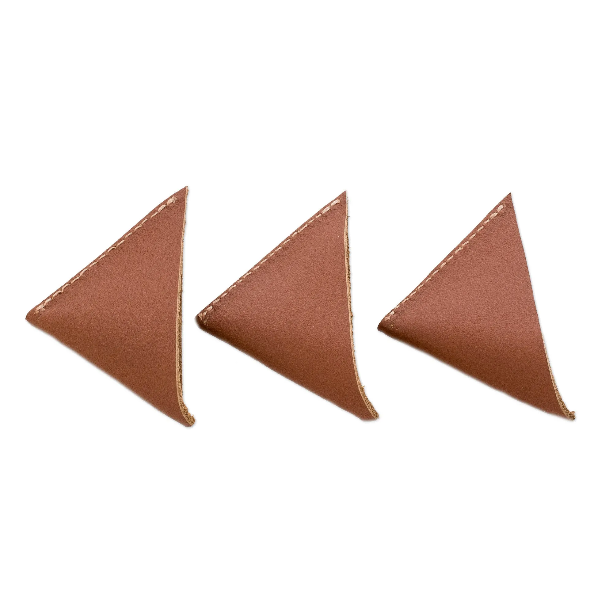 Set of Three Handcrafted Brown Leather Bookmarks - Words & Memories | NOVICA