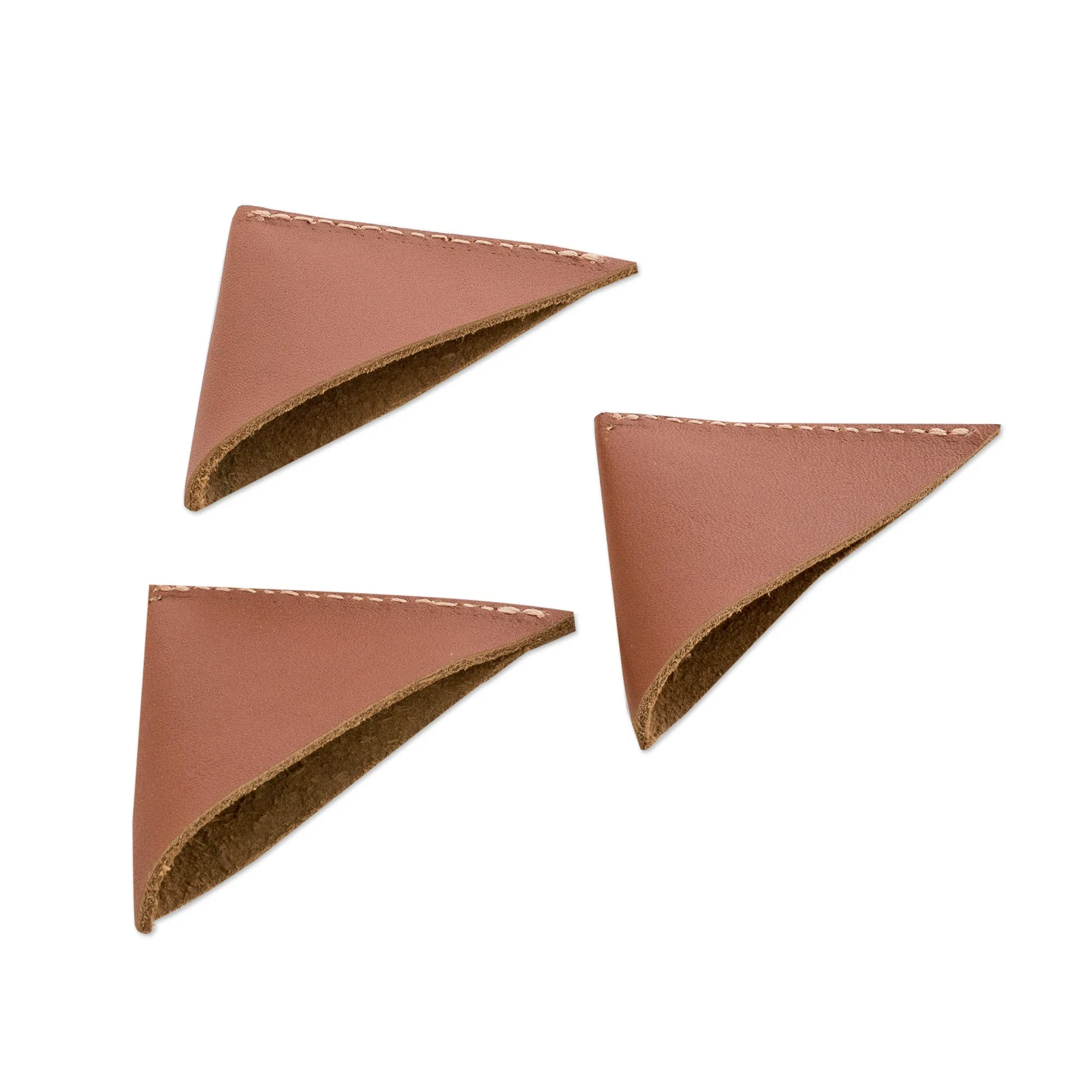 Set of Three Handcrafted Brown Leather Bookmarks - Words & Memories | NOVICA
