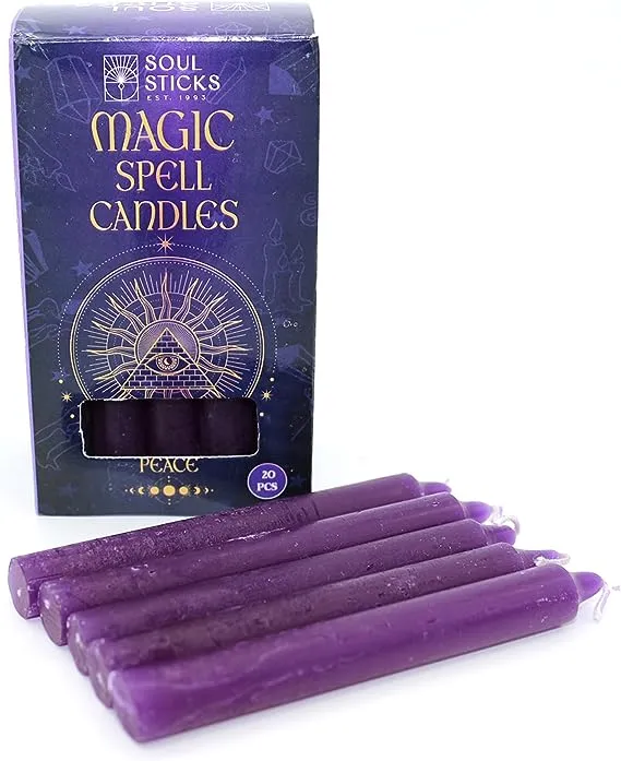 Soul Sticks 4" Magic Spell Chime Taper Premium Candles 20 Pcs For Rituals, Ceremonies, Meditation, Altar And Spells (peace)