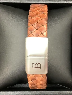 Steel & Barnett Leather Pleated Bracelet LBP/003 Caramel