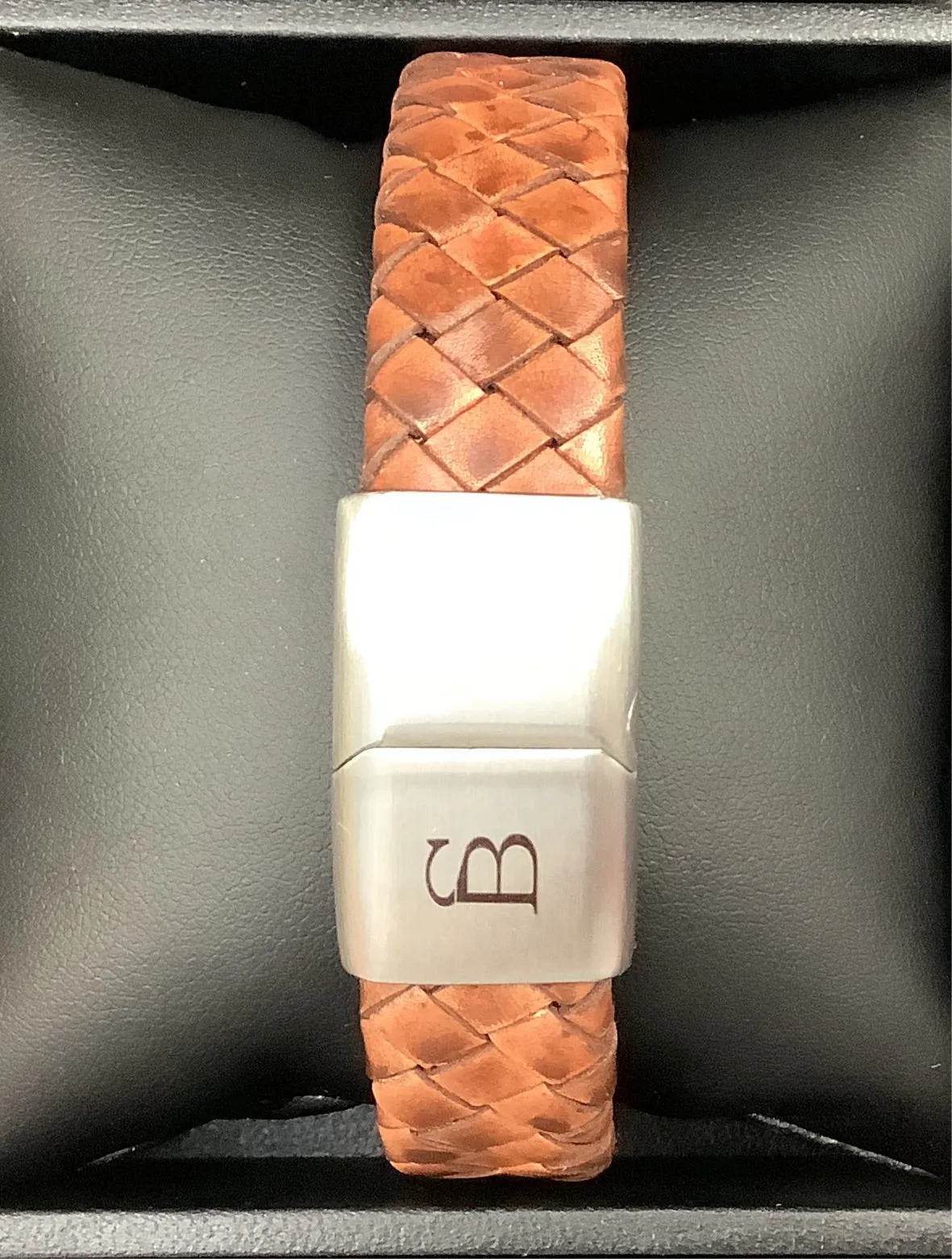 Steel & Barnett Leather Pleated Bracelet LBP/003 Caramel