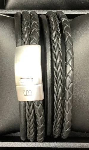 Steel & Barnett Leather Wrap Bracelet LBB/001 Black