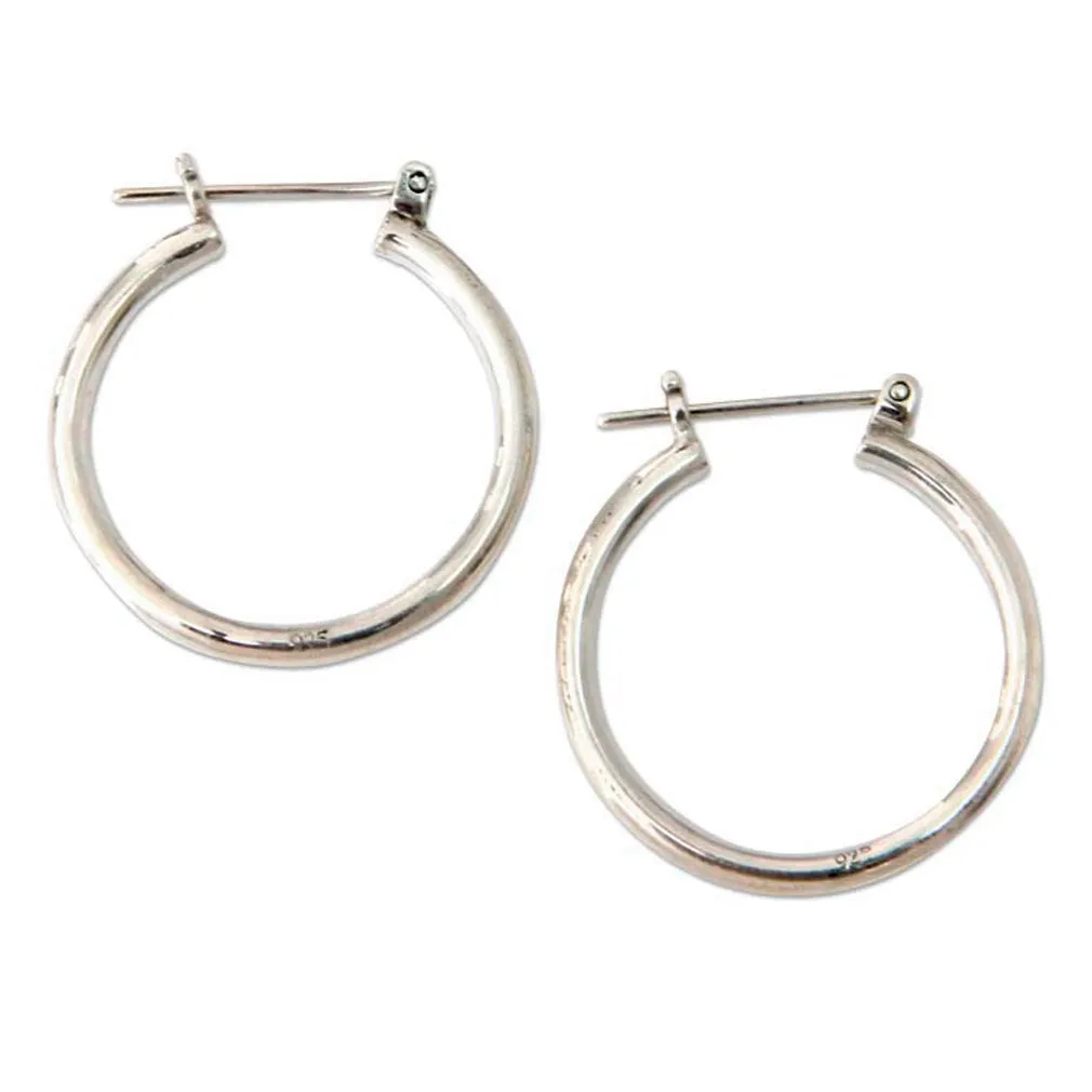 Sterling Silver Hoop Earrings (1 Inch) - Moonlit Goddess | NOVICA