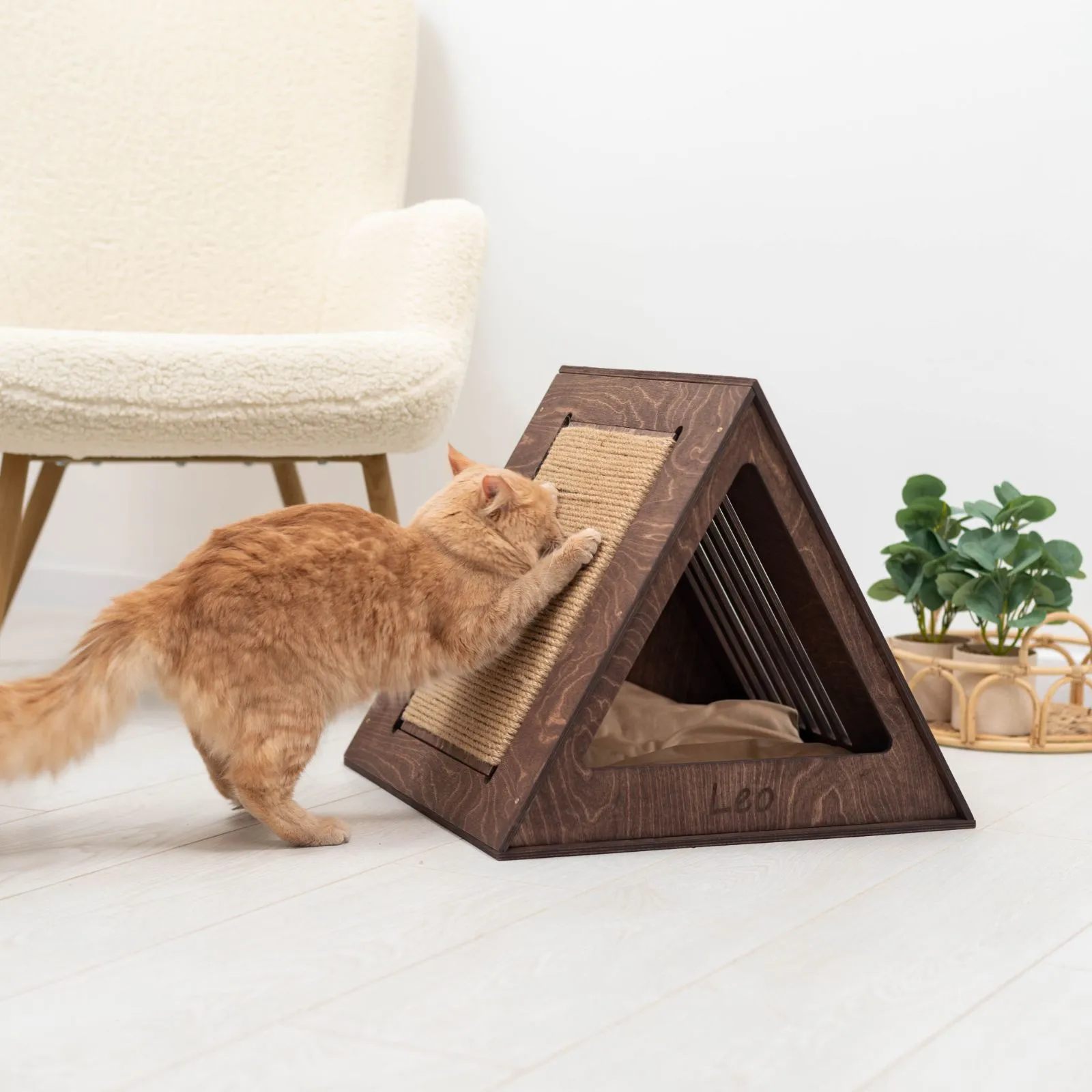 Stylish Wooden Cat Houses - Dark Walnut