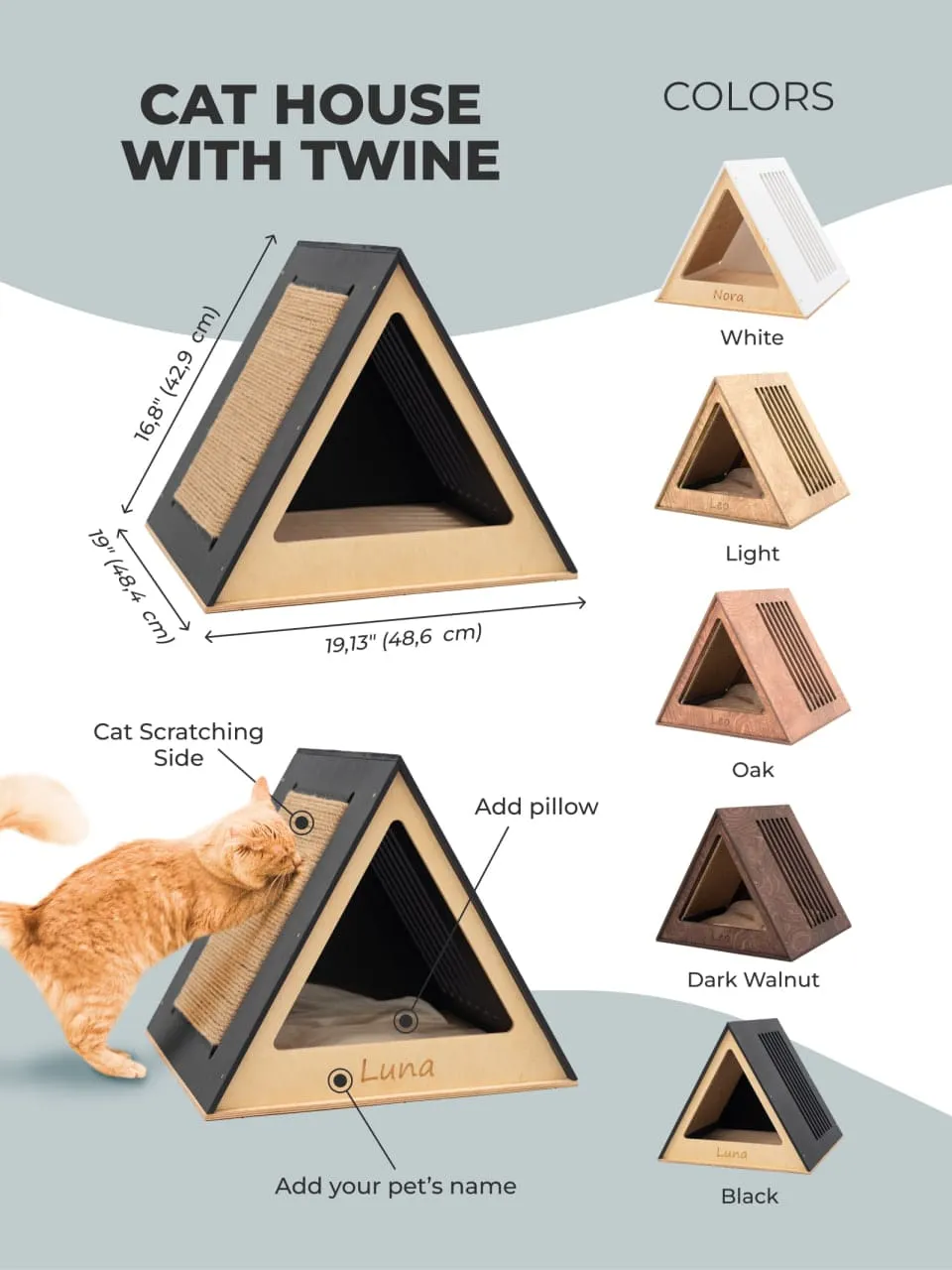 Stylish Wooden Cat Houses - Dark Walnut