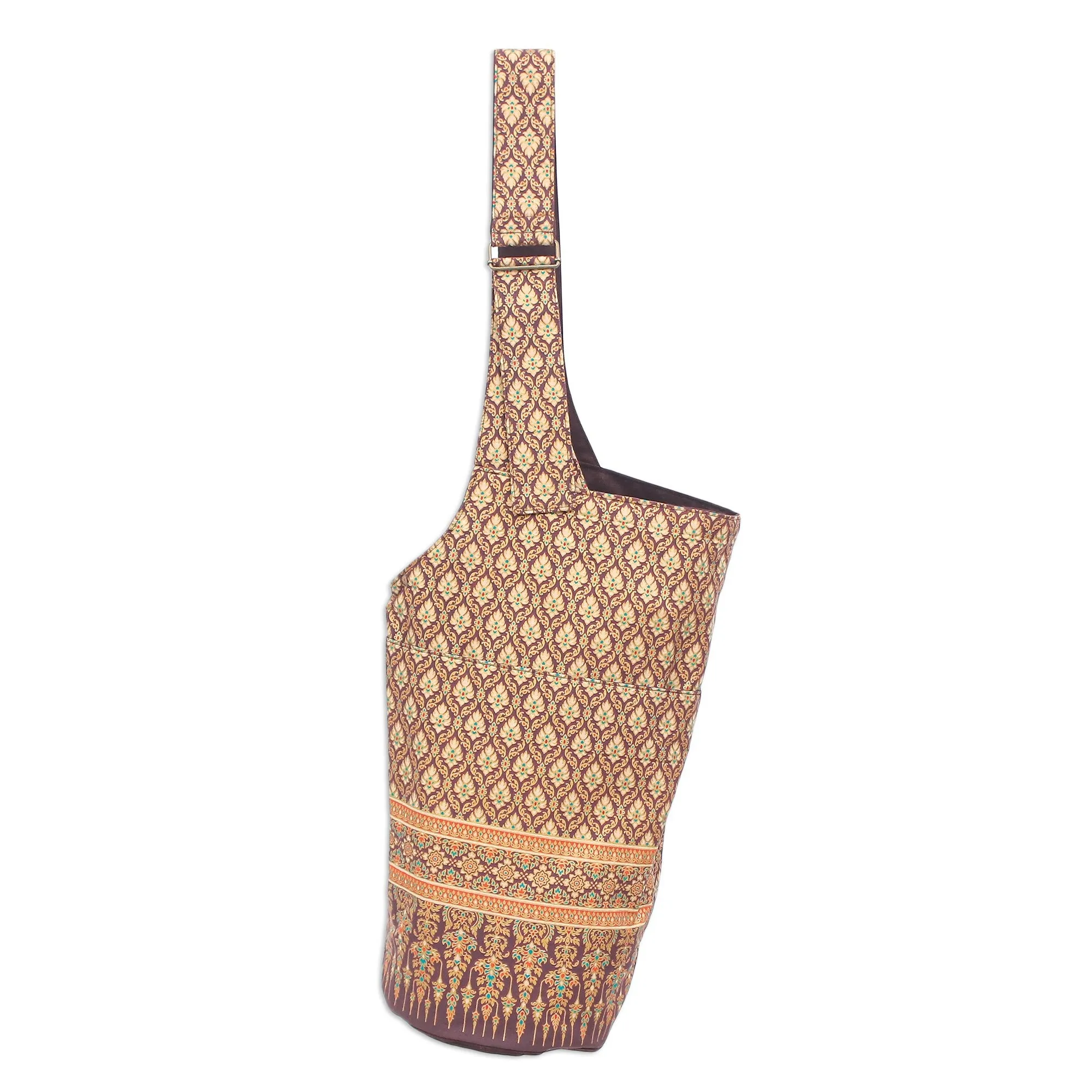 Thai Floral-Motif Yoga Mat Bag - Healthy Life | NOVICA