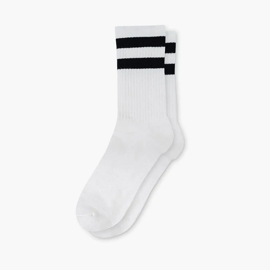 Women's Eco-Friendly Crew Socks | White   Black