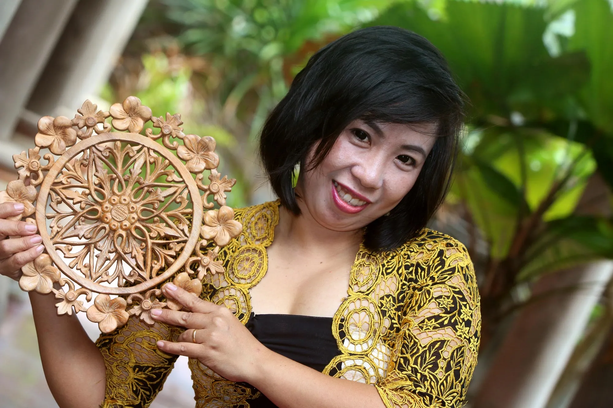 Wood Lotus Meditation Yoga Sculpture Hand Carved in Bali - Natural Meditation | NOVICA